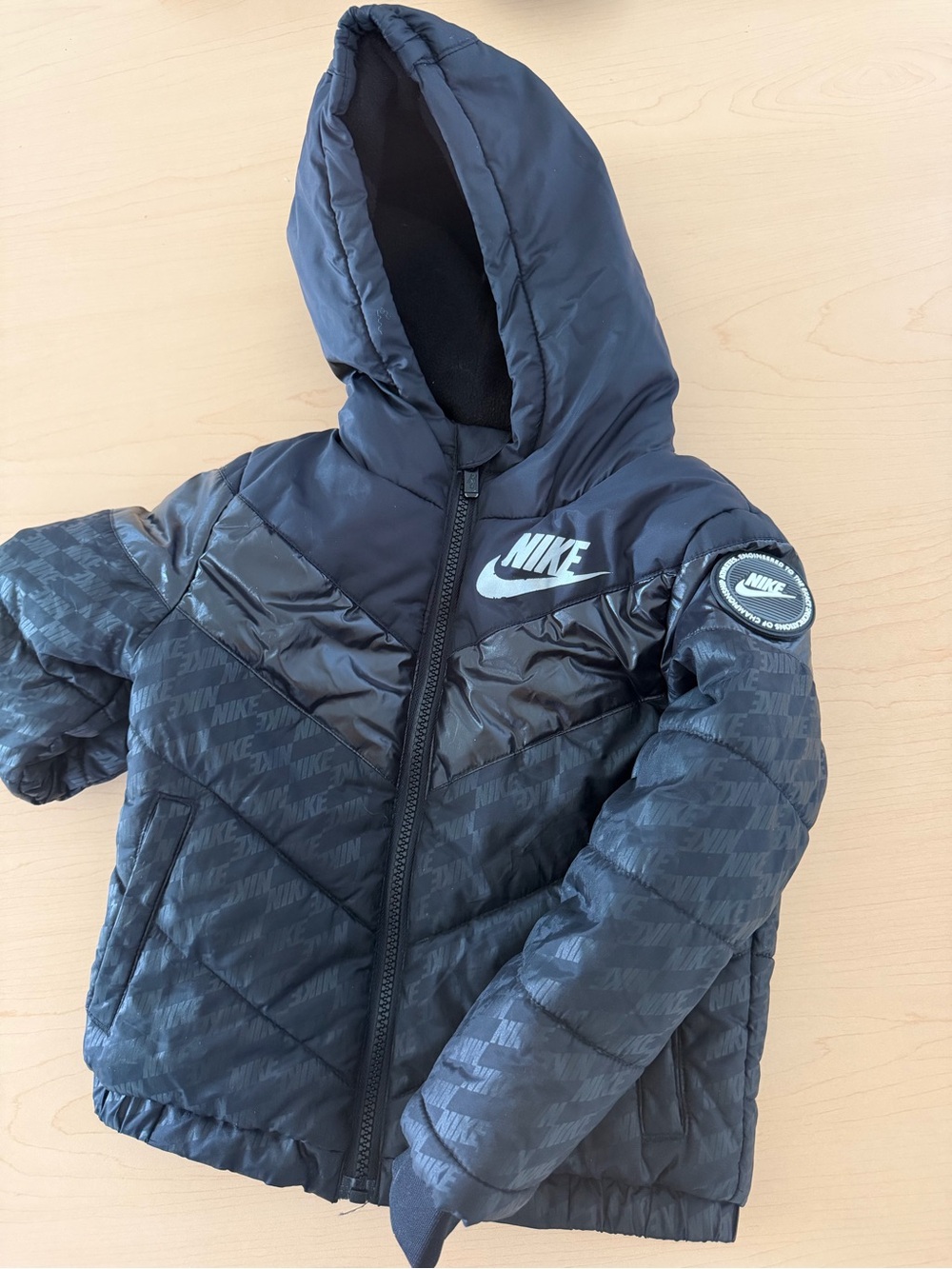 Nike Kids Black Hooded Puffer Jacket